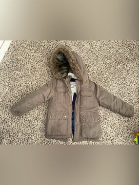 Carter's Toddler Brown Hooded Winter Jacket with Faux Fur Trim